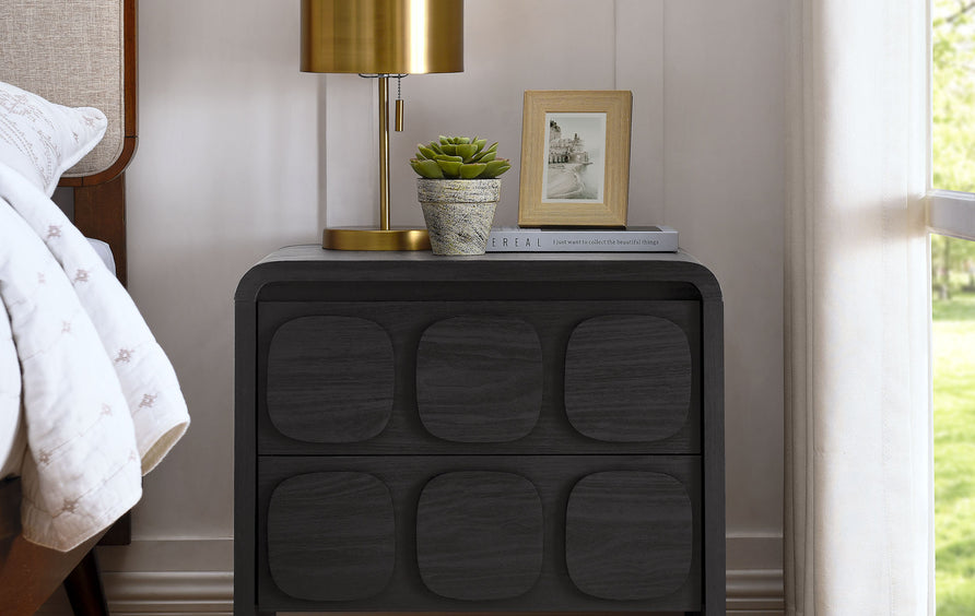 Baga 2-Drawer Nightstand in Black