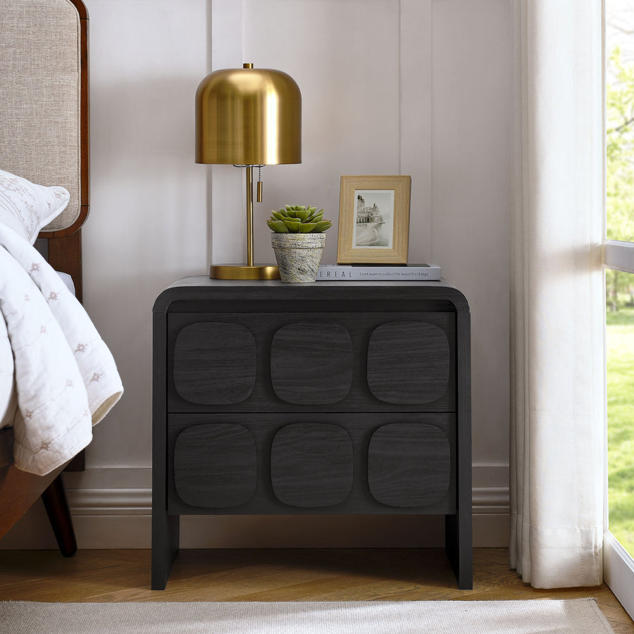 Baga 2-Drawer Nightstand in Black