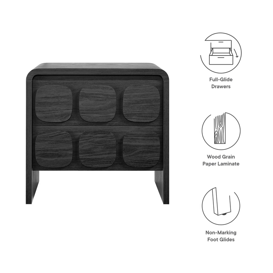 Baga 2-Drawer Nightstand in Black