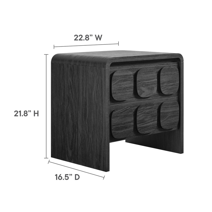 Baga 2-Drawer Nightstand in Black