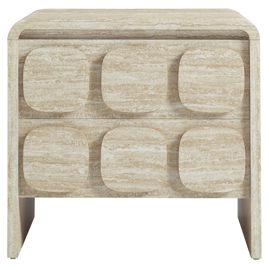 Baga 2-Drawer Nightstand in Travertine