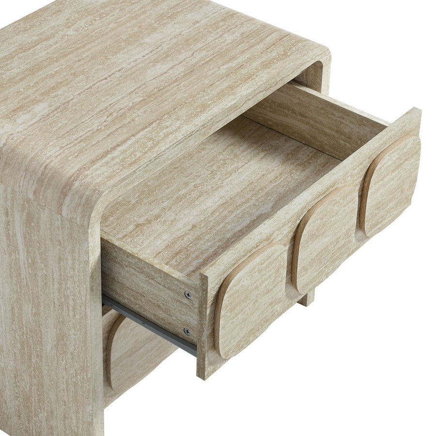 Baga 2-Drawer Nightstand in Travertine