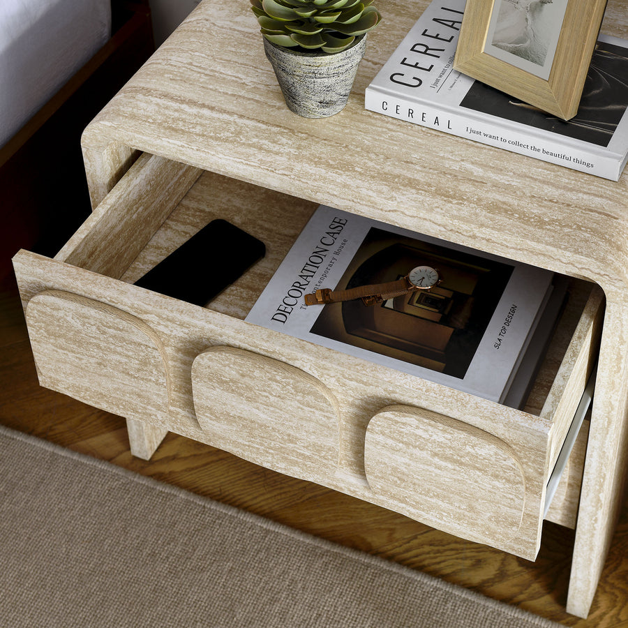 Baga 2-Drawer Nightstand in Travertine