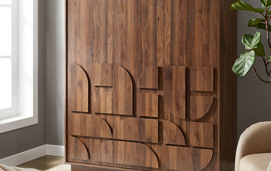 Sedge 3-Door Wardrobe Closet in Walnut