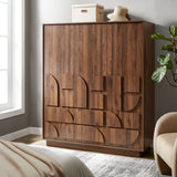 Sedge 3-Door Wardrobe Closet in Walnut