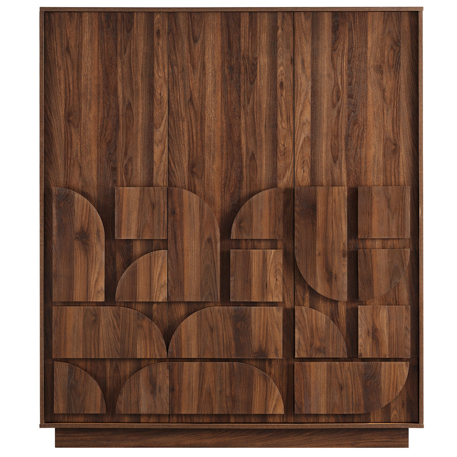 Sedge 3-Door Wardrobe Closet in Walnut