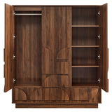 Sedge 3-Door Wardrobe Closet in Walnut