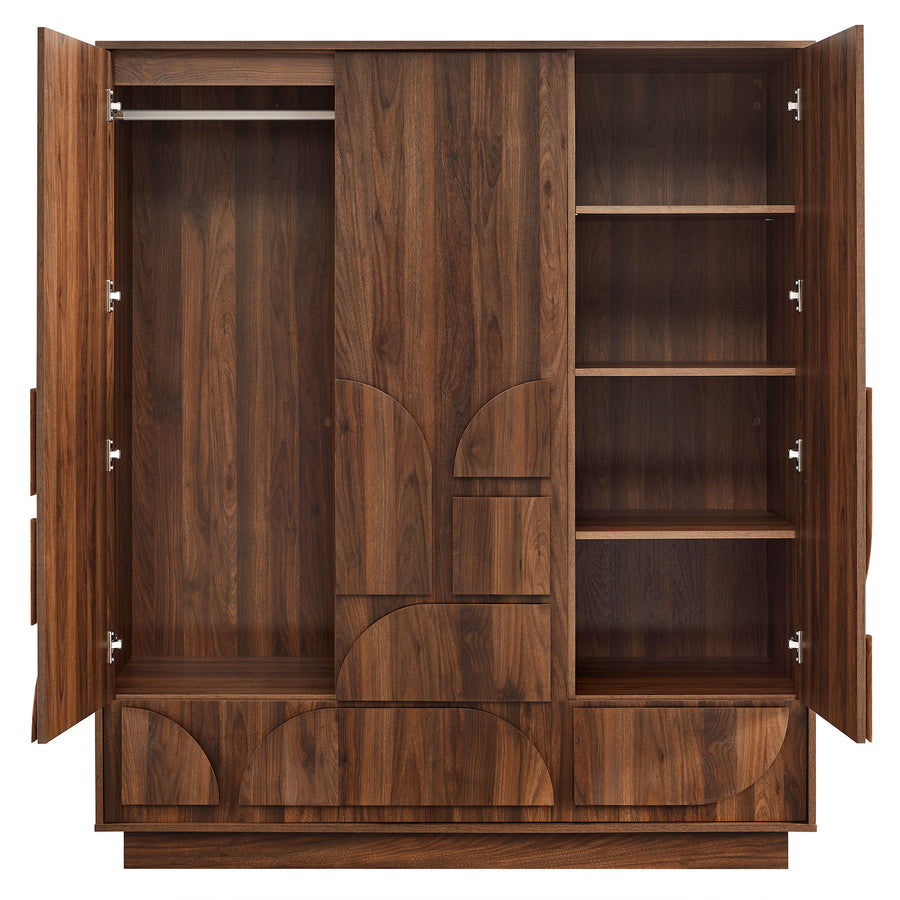 Sedge 3-Door Wardrobe Closet in Walnut