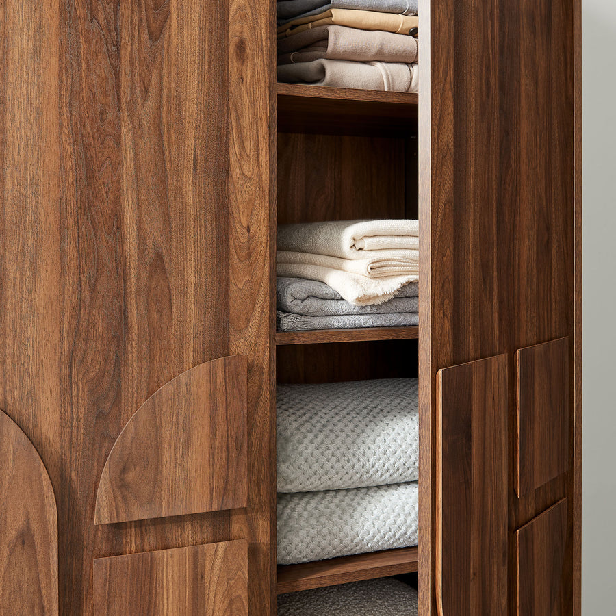 Sedge 3-Door Wardrobe Closet in Walnut