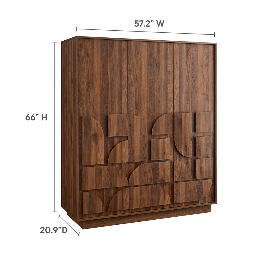 Sedge 3-Door Wardrobe Closet in Walnut