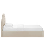 Rowan Arched Performance Velvet Twin Platform Bed in Almond