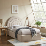 Rowan Arched Performance Velvet Twin Platform Bed in Almond