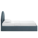 Rowan Arched Performance Velvet Twin Platform Bed in Cadet Blue