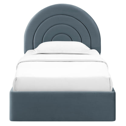Solana Arched Performance Velvet Twin Platform Bed by Furniture For America