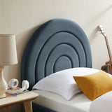Rowan Arched Performance Velvet Twin Platform Bed in Cadet Blue