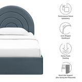 Rowan Arched Performance Velvet Twin Platform Bed in Cadet Blue
