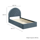 Rowan Arched Performance Velvet Twin Platform Bed in Cadet Blue
