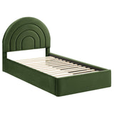 Rowan Arched Performance Velvet Twin Platform Bed in Moss Green