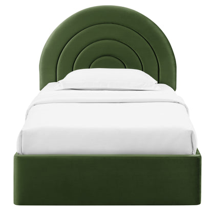 Solana Arched Performance Velvet Twin Platform Bed by Furniture For America