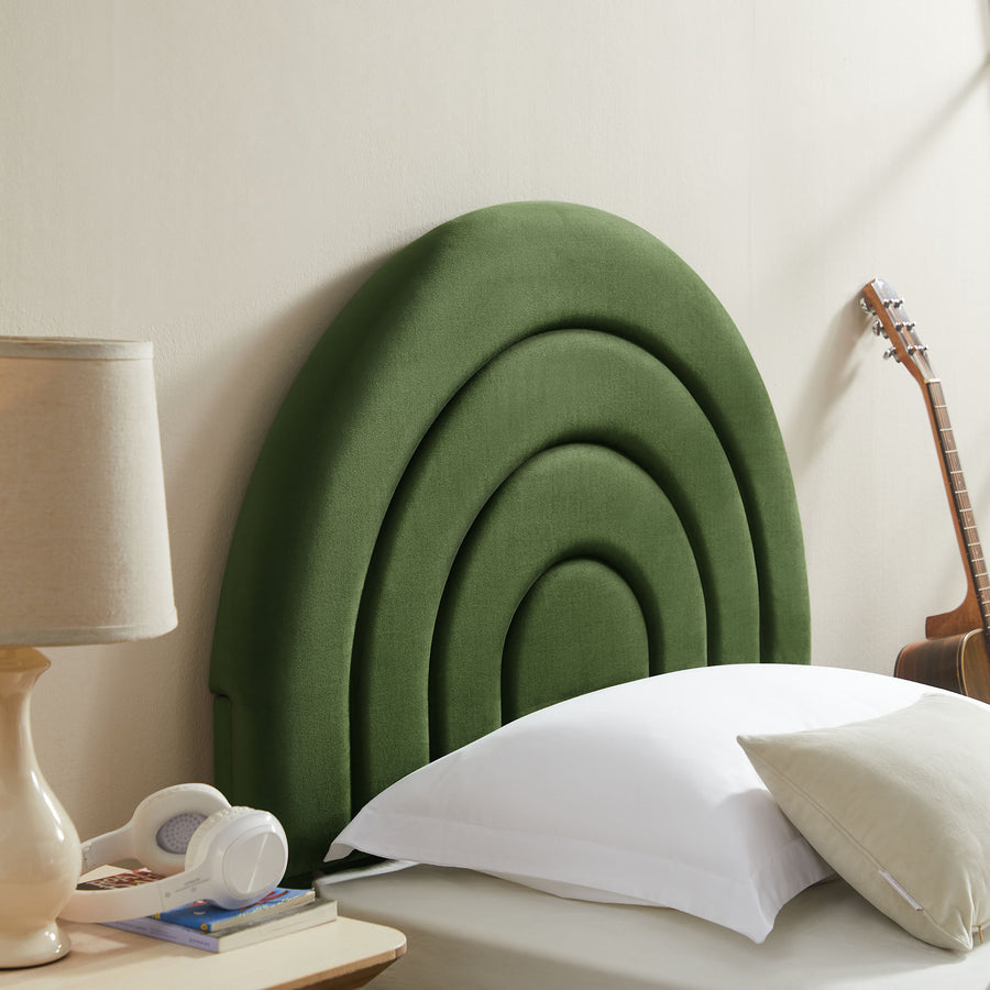 Rowan Arched Performance Velvet Twin Platform Bed in Moss Green