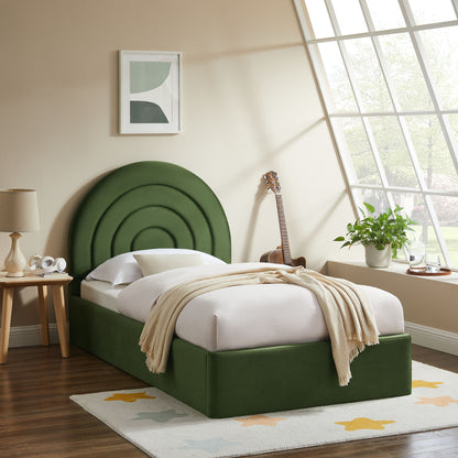 Solana Arched Performance Velvet Twin Platform Bed by Furniture For America