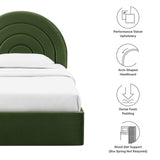 Rowan Arched Performance Velvet Twin Platform Bed in Moss Green
