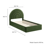 Rowan Arched Performance Velvet Twin Platform Bed in Moss Green