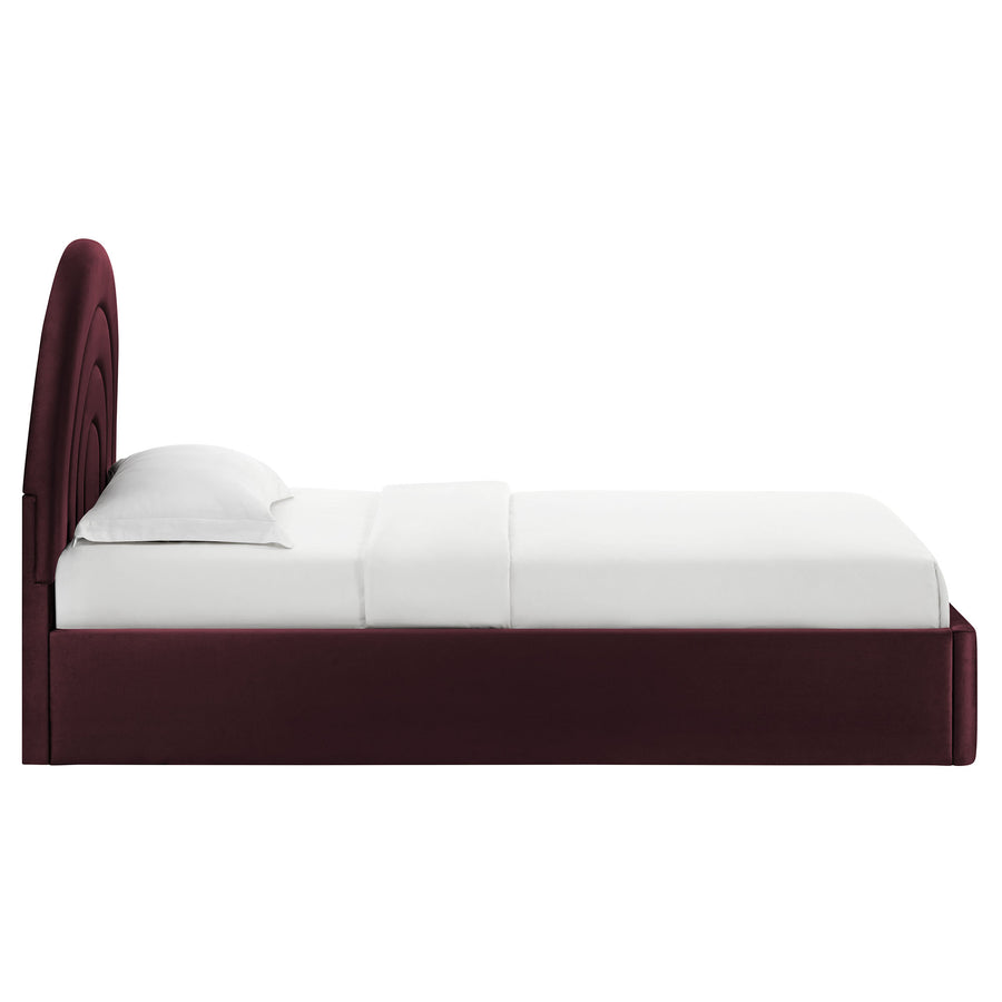 Rowan Arched Performance Velvet Twin Platform Bed in Mulberry