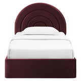 Rowan Arched Performance Velvet Twin Platform Bed in Mulberry