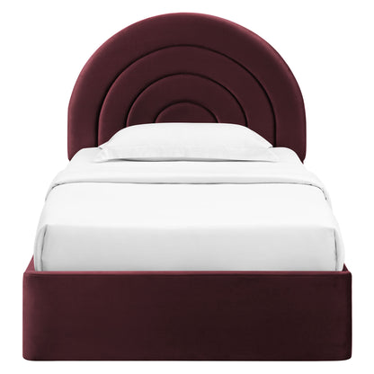 Solana Arched Performance Velvet Twin Platform Bed by Furniture For America