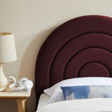 Rowan Arched Performance Velvet Twin Platform Bed in Mulberry