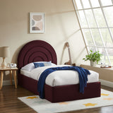 Rowan Arched Performance Velvet Twin Platform Bed in Mulberry