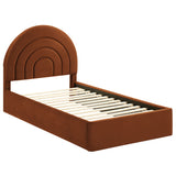 Rowan Arched Performance Velvet Twin Platform Bed in Rust