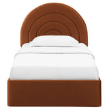 Rowan Arched Performance Velvet Twin Platform Bed in Rust