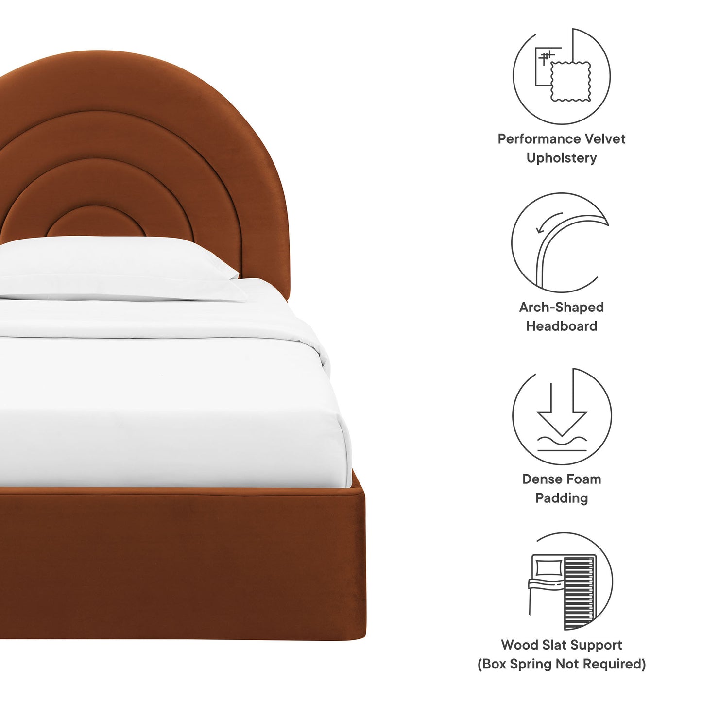 Solana Arched Performance Velvet Twin Platform Bed by Furniture For America