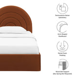 Rowan Arched Performance Velvet Twin Platform Bed in Rust