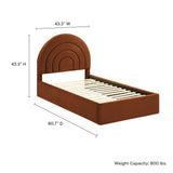 Rowan Arched Performance Velvet Twin Platform Bed in Rust