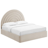 Rowan Arched Performance Velvet Full Platform Bed in Almond