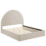 Rowan Arched Performance Velvet Full Platform Bed in Almond