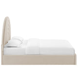 Rowan Arched Performance Velvet Full Platform Bed in Almond