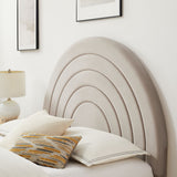 Rowan Arched Performance Velvet Full Platform Bed in Almond