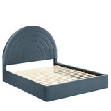 Rowan Arched Performance Velvet Full Platform Bed in Cadet Blue