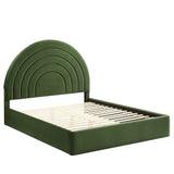 Rowan Arched Performance Velvet Full Platform Bed in Moss Green