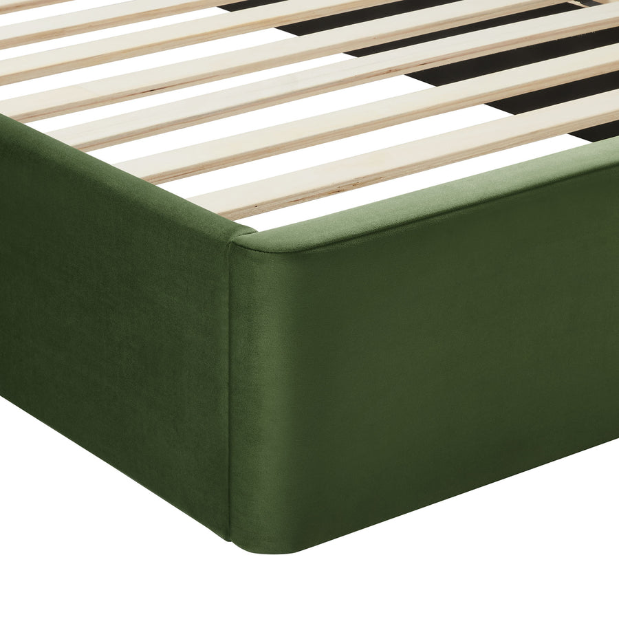 Rowan Arched Performance Velvet Full Platform Bed in Moss Green