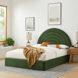 Rowan Arched Performance Velvet Full Platform Bed in Moss Green