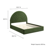 Rowan Arched Performance Velvet Full Platform Bed in Moss Green