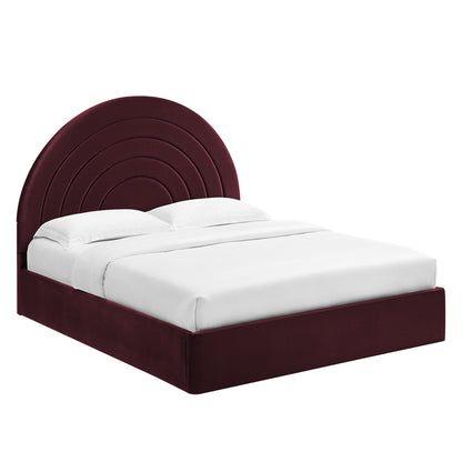 Solana Arched Performance Velvet Full Platform Bed by Furniture For America