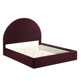 Rowan Arched Performance Velvet Full Platform Bed in Mulberry