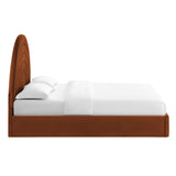 Rowan Arched Performance Velvet Full Platform Bed in Rust