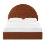 Rowan Arched Performance Velvet Full Platform Bed in Rust